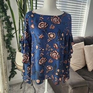 Sanctuary Harvest Moon Floral Print Tilly Flounce Sleeve Blouse. Size Small. New